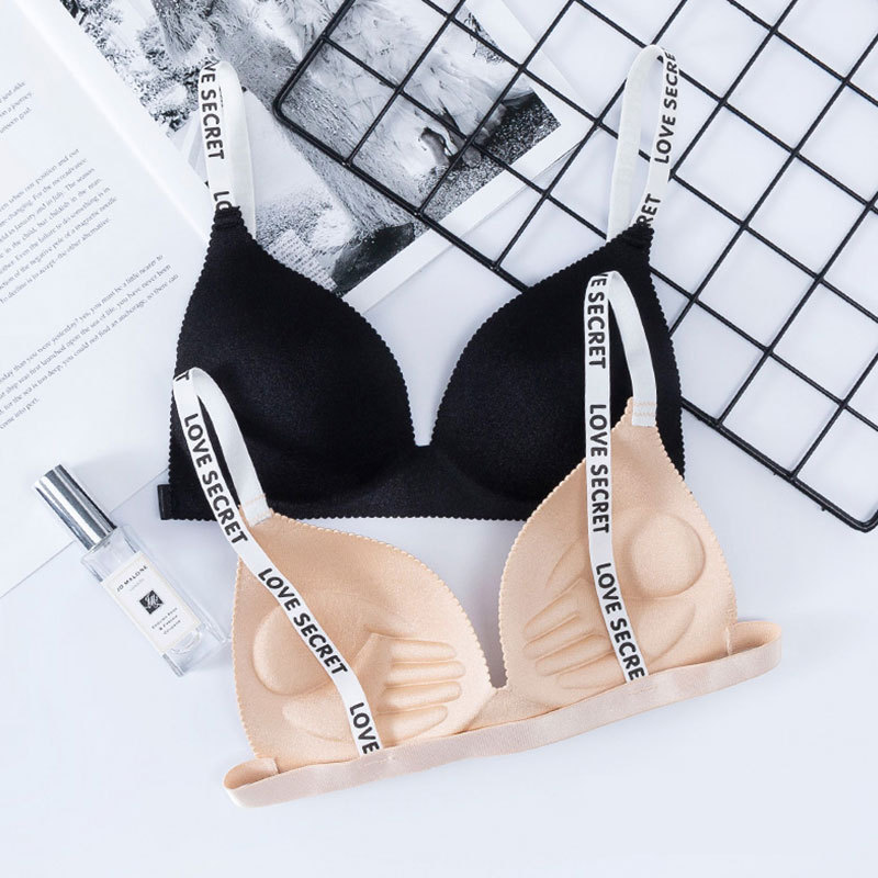 원활한 작은 영어 벨트 3D 랩 속옷 소녀 끈이없는 스포츠 섹시한 스트랩 브래지어 여성을위한 아름다운 조끼 속옷