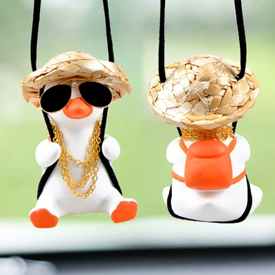 Women's Perfume Handmade Duck, Car hanging - tuhao-duck-white-figure