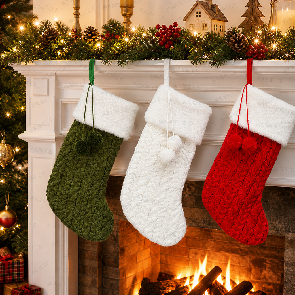 Navidad transfronteriza bola de lana calcetines de Navidad bolsas de dulces grandes bolsas de regalos de Navidad bolsas de regalos de Navidad decoración para el hogar