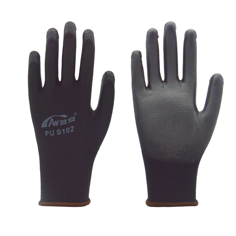 Wei 'an102 guantes de pegamento de resina guantes de alambre negro PU construcción de manejo resistente al desgaste antideslizante guantes de pegamento al por mayor