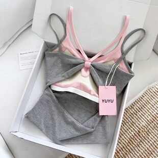Design top with cups with bow, summer breast pads, trend of season, beautiful back