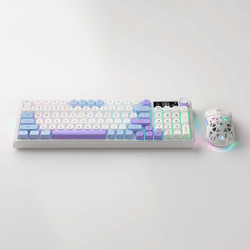 Moken Factory 新製品プライベートモデルワイヤレス Bluetooth 充電式キーボードとマウスセット e スポーツゲーム発光デジタルディスプレイキーボードとマウス|undefined