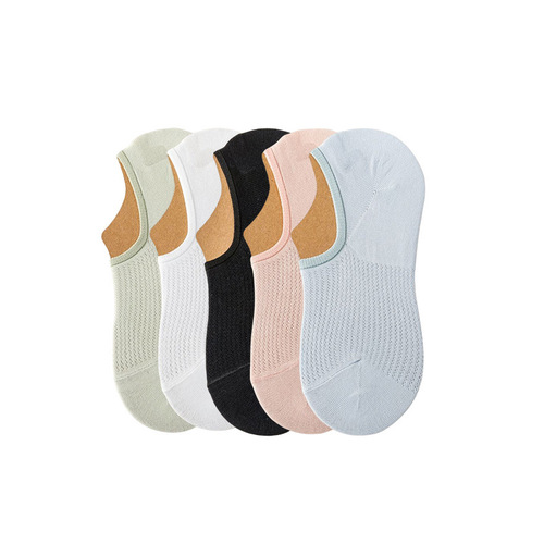 Boat socks for women spring and summer thin breathable mesh invisible socks solid color versatile non-slip non-falling summer women's socks