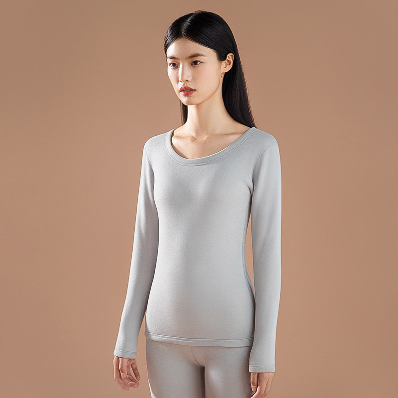 Traje de ropa interior térmica de terciopelo forro polar engrosado superior de las mujeres apretado camisa de fondo Otoño e Invierno ropa interior ropa de otoño pantalones largos mujeres