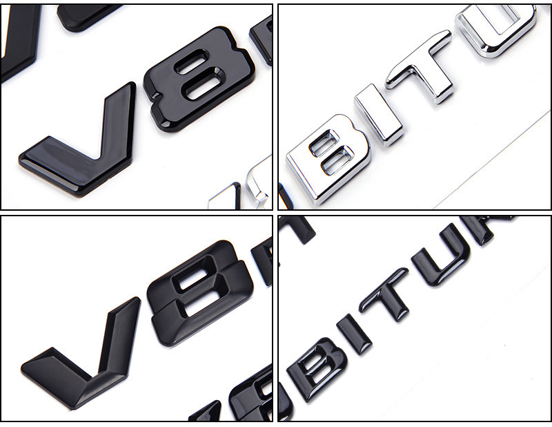 Suitable for Mercedes-Benz V8 BITURBO leaf side logo twin turbocharged rear tail logo letter label car labeling