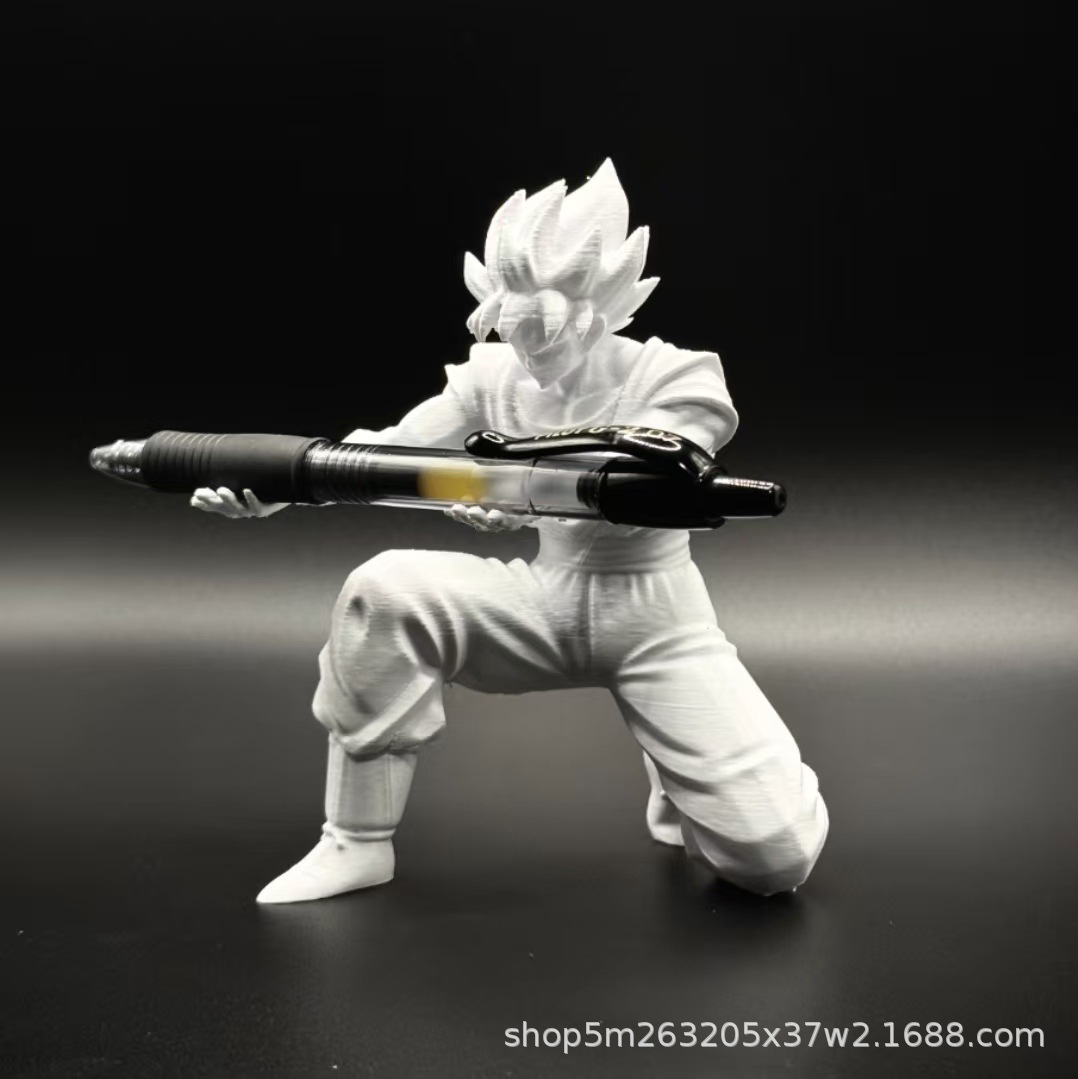 Ninja impresión adornos 3D hechos a mano estante de lápiz papelería almacenamiento bolígrafo personalidad mesa creativa con decoración negro samurai estante de lápiz