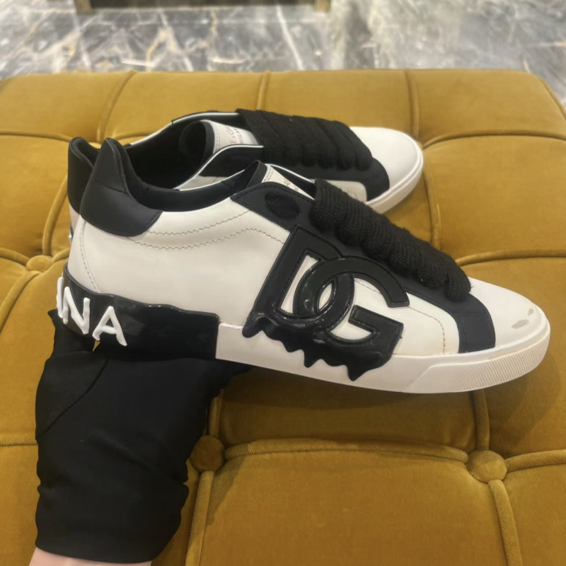 De gama alta de lujo D de cuero genuino de los hombres de moda DG deportes zapatillas de deporte casuales zapatos bajos de los hombres de comercio exterior zapatos de cuero de las mujeres de moda