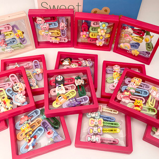 Korean-style Cute Jelly Bean Color Children's Hairpin Boxed Girl Princess Side Clip Little Girl's Bangs Clip Sweet Hairpin