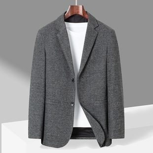2024 Mid-length Young and Middle-aged Suit Thickened Casual Jacket Men's Warm Korean Suit Men's Dad Suit