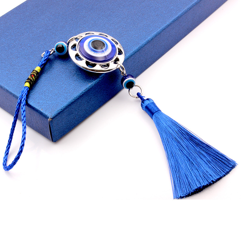 Ccb Hollow Circle Peach Heart Blue Turkey Evil Tassel Car Pendant Personalized Pendant Accessories display picture 3