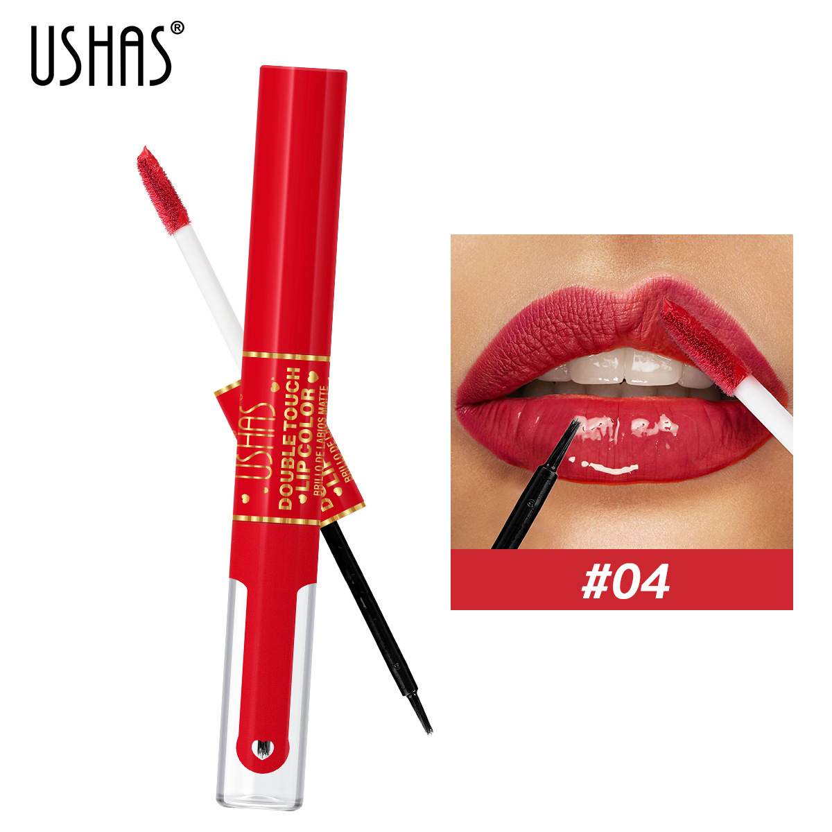 El brillo de labios transfronterizo explosivo de USHAS Amazon no se desvanece, no se mancha, no se pega, esmalte de labios mate, lápiz labial de barro LG2536