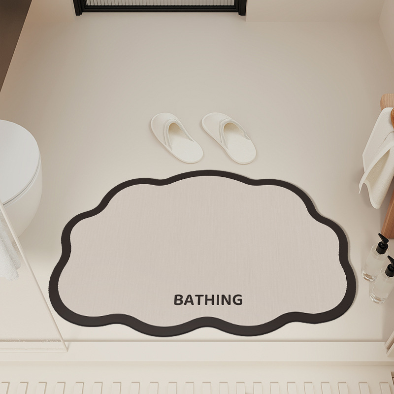 シンプルな珪藻泥フロアマット浴室滑り止めフロアマット吸水速乾フットマット家庭用浴室トイレドアマット|undefined