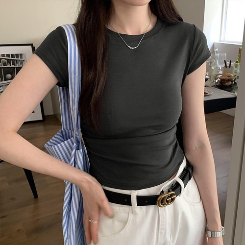 Summer Fashion Designers' Small Minority Short Sleeve T-shirt for Women, Instagram Trendy, Hot Chicks, Short Length, Slim Fit, Pure Desire Top