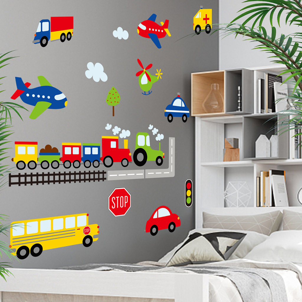 Aover camión de bomberos pegatinas decoración de la habitación de los niños N1027 tarjeta de PVC esmerilado pegatinas autoadhesivas de coche al por mayor