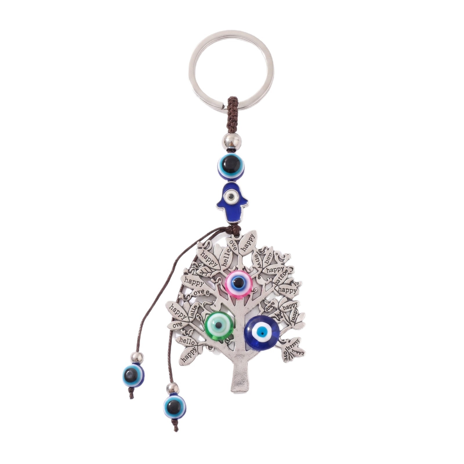 Transfronteriza venta caliente simple ojos azules turcos árbol de la vida llavero de aleación bolsa de automóvil colgante