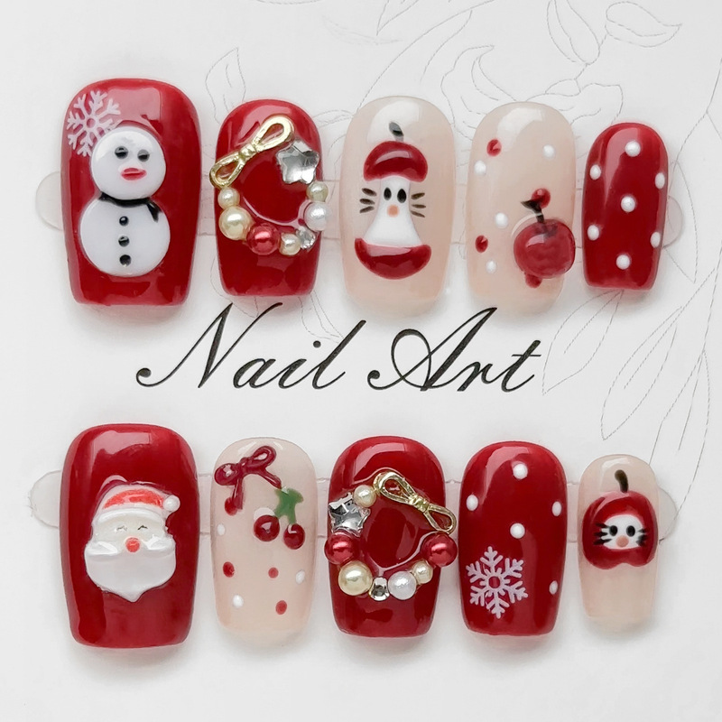 Cross-Border Manicure Christmas Resin Ornaments Same Style Christmas Tree Socks Elk Snowman Snowflake Nail Decoration