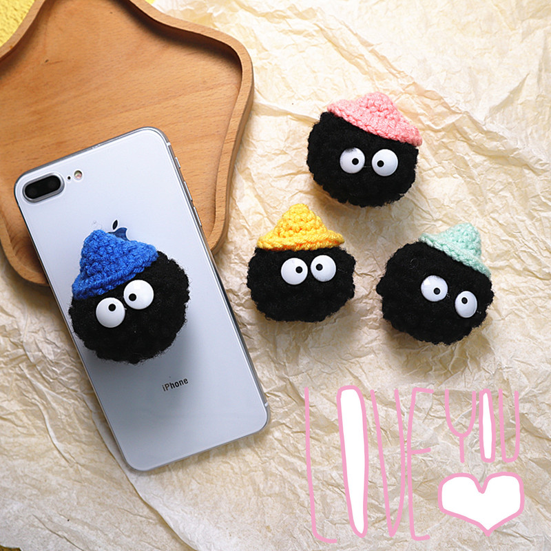 Cute Hair Ball Coal Bracket Ins Han-style Telescopic Bracket Anti-fall Lazy Men's and Women's Simple Three-dimensional Adhesive Type