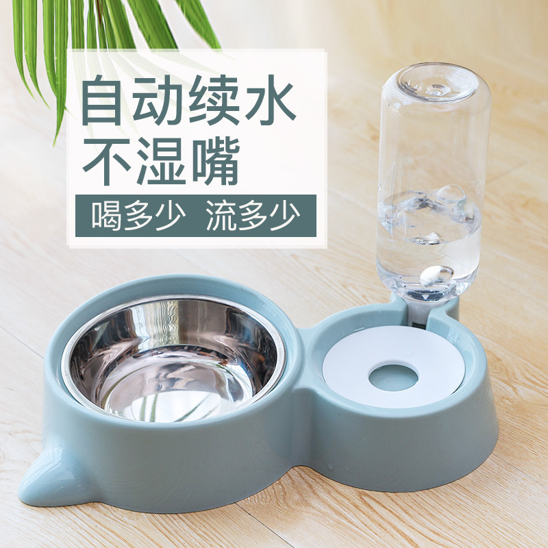 宠物食盆自动保护饮水颈椎打翻狗狗饭盆饭碗喝水双碗宠物|undefined