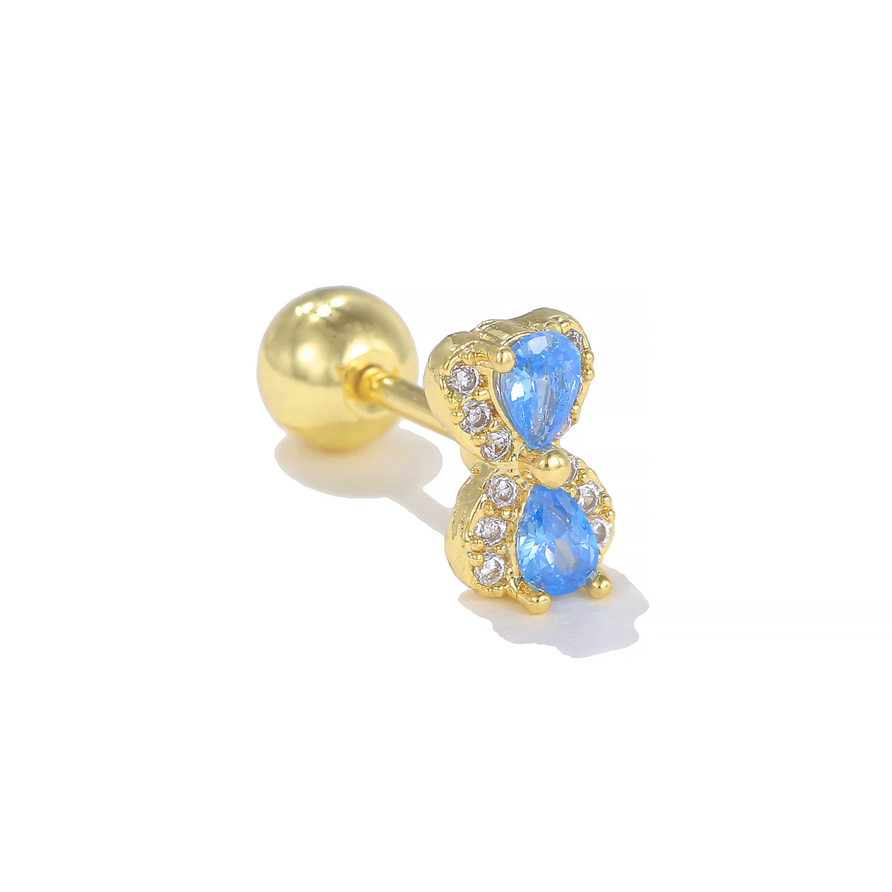 Zirconium, creative cute earrings, piercing with bow stainless steel, (Cross-border trading), micro incrustation