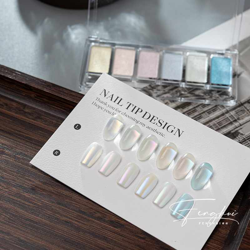 Nail art eye shadow plate solid aurora powder mermaid fairy powder mirror magic mirror powder 6 color shell powder fashion color selection Nail art eye shadow plate solid aurora powder mermaid fairy powder mirror magic mirror powder 6 color shell powder fashion color selection