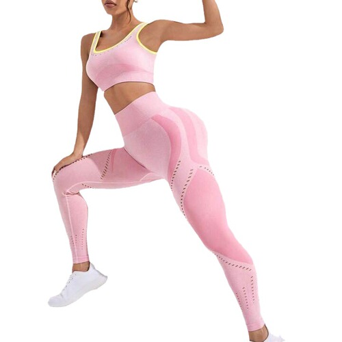 Cross-border seamless yoga pants with peach hip length, beautiful back bra yoga set training fitness women's sportswear