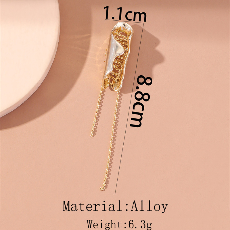 Wholesale Jewelry Fashion C Shape Tassel Heart Shape Alloy Artificial Pearls Rhinestones Gold Plated Inlay Ear Clips display picture 7