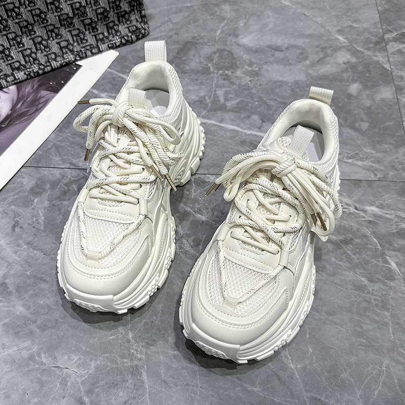 European Style Platform Sneakers for Women, Summer Height-Increasing 2024 Trendy White Casual Sports Shoes, Popular Model