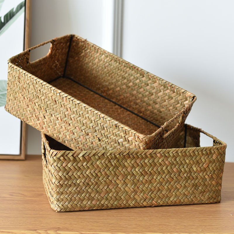 Rectangular Storage Basket, Bamboo Basket, Storage Basket, Straw Basket, Woven Basket, Large Bamboo Basket