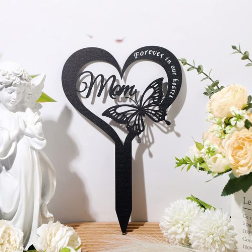 New Unittype Mom Memorial Cemetery Marker Heart Shape Pile Sympathy Cemetery Sign Pile Metal Crafts Decoration