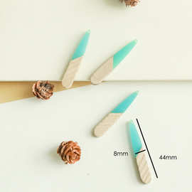 秋季新款树脂木头湖水蓝色拼接小水滴耳环耳坠饰品配件