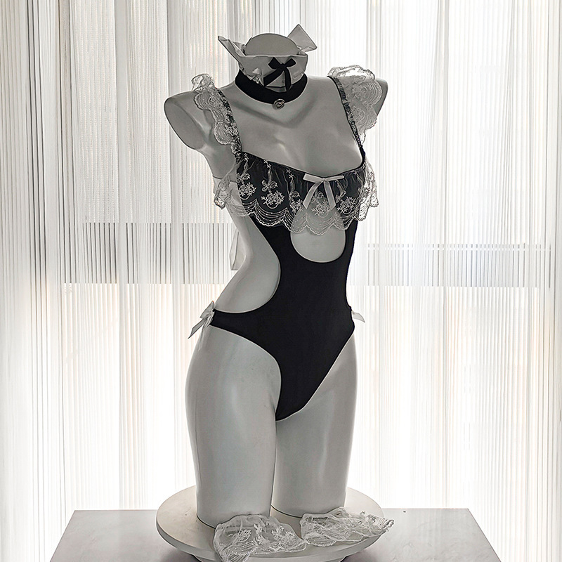 Comercio exterior lencería sexy mujer mono bikini sexy tres puntos hueco traje europeo y americano sin espalda encaje