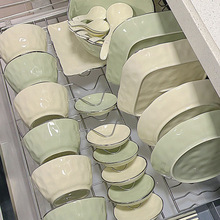 奶油风餐具碗碟套装家用清新碗具套装碗盘碗筷碗家用2023新款轻奢