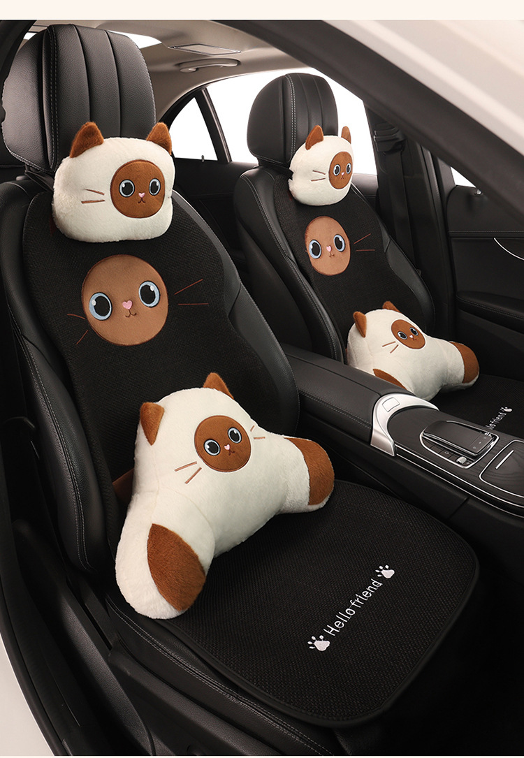 Car Seat Cushion, Universal for All Seasons, Linen Car Seat Cushion Cover, Full Cotton and Linen Breathable Female Car Cushion, Car Seat Cover Single Piece