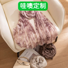 定制意大利老钱风100%纯羊绒披肩围巾轻奢高级感围巾薄款送客户