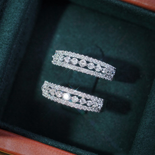 18K White Gold 50 Points Natural Diamond Ring Women's Ring Row Ring Joker Daily Inlay Factory Support Any style