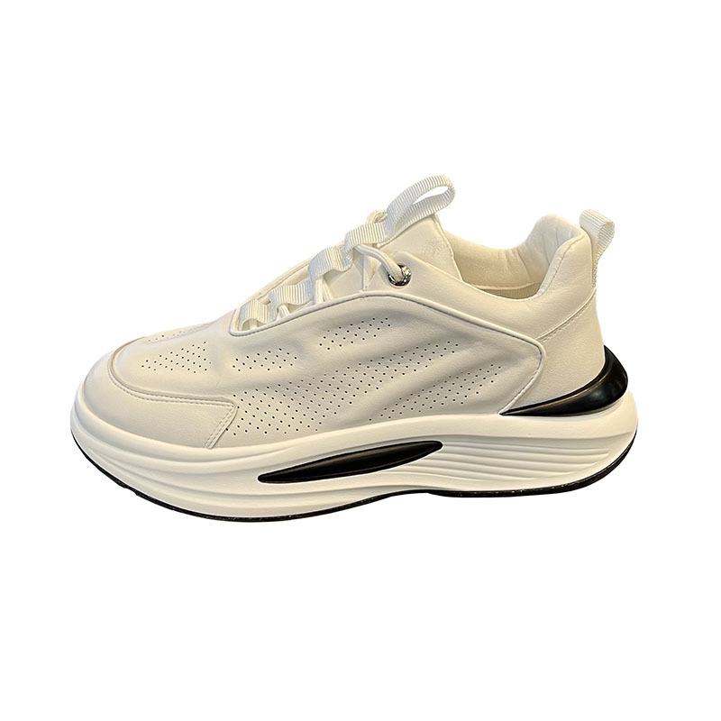 Papa 2024 automne nouveau cuir respirant sport décontracté Net rouge semelle épaisse rehaussé petites chaussures blanches_voghion.com