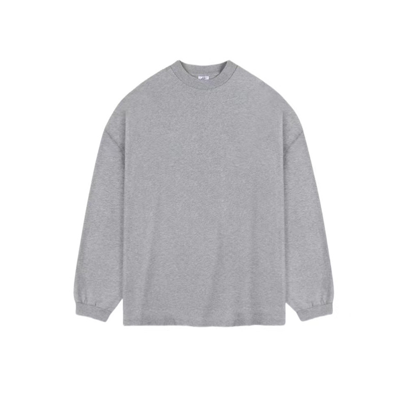 Otoño y invierno nuevo algodón pesado pequeño cuello camiseta de manga larga hombre micro cuello alto 350g suelta camiseta de base universal