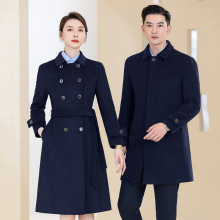 高端银行羊毛呢子大衣外套中长款加厚男女职业装售楼部工作服冬季