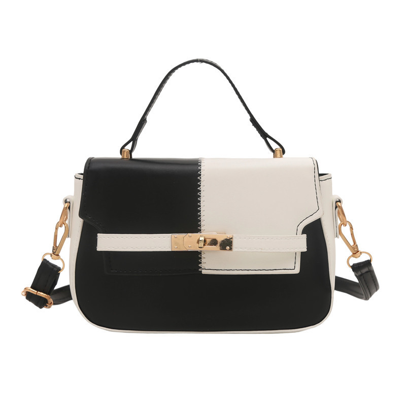 Nuevo estilo de verano de costura en 2025, nuevo estilo, temperamento de gran capacidad, mensajero simple de un solo hombro, bolso cuadrado pequeño portátil, bolso femenino