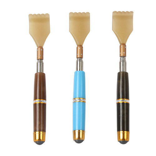 Stainless steel telescopic itch scratching old man happy magnetic bead massage scratcher with three sections and four sections telescopic back scratching rake