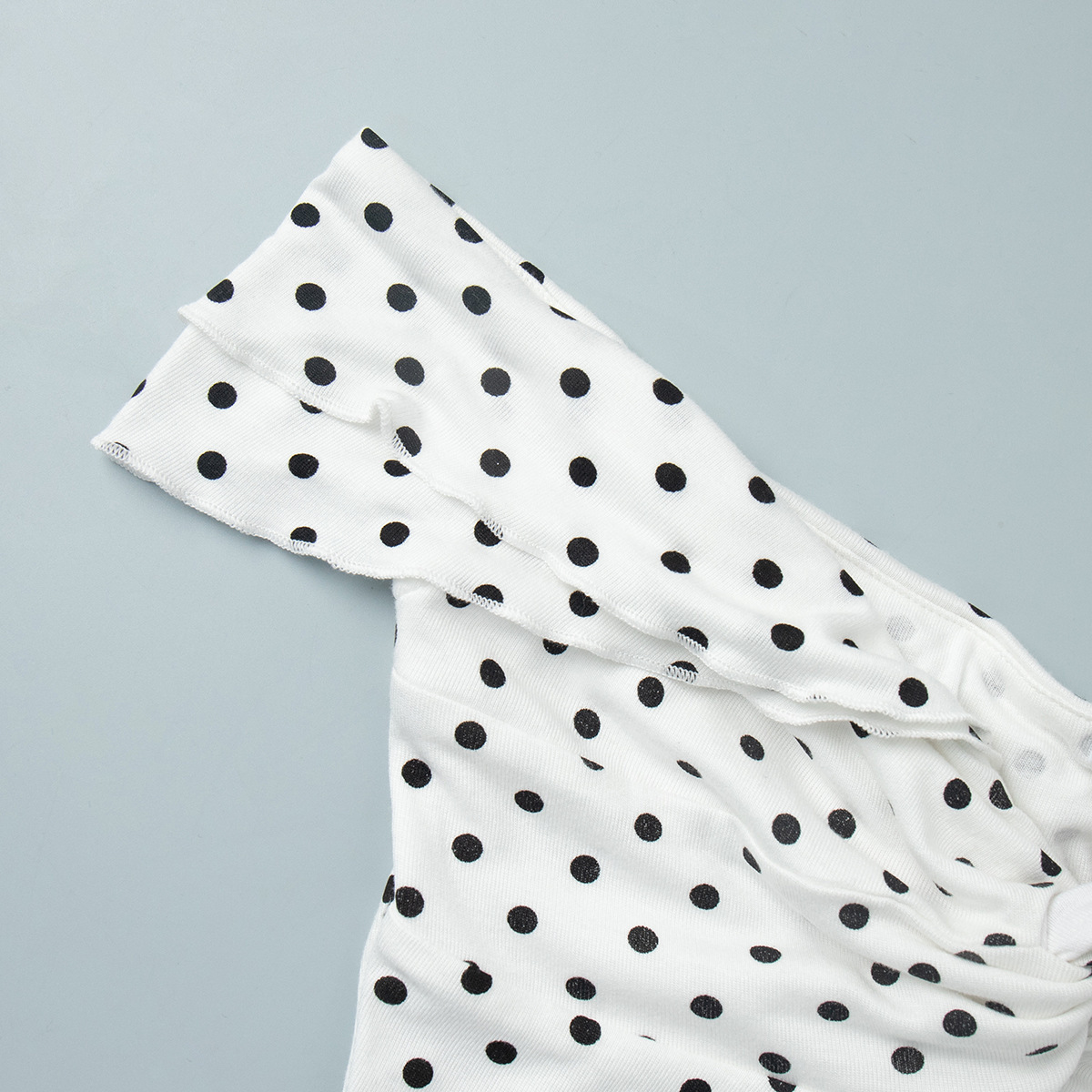 Women's Polka Dot Skirt Set Off-Shoulder Top & Pleated Midi Skirt Summer New Arrival_ecoleips.com