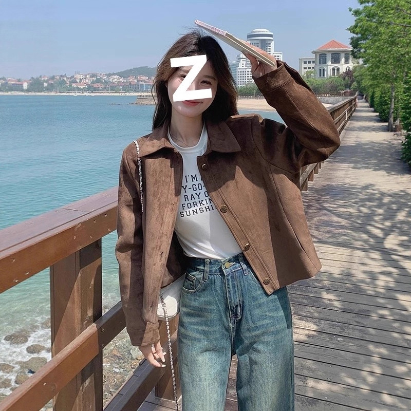 Maillard Suede Jacket Women's Short 2025 Spring and Autumn New Retro Loose Small Thin Jacket Top