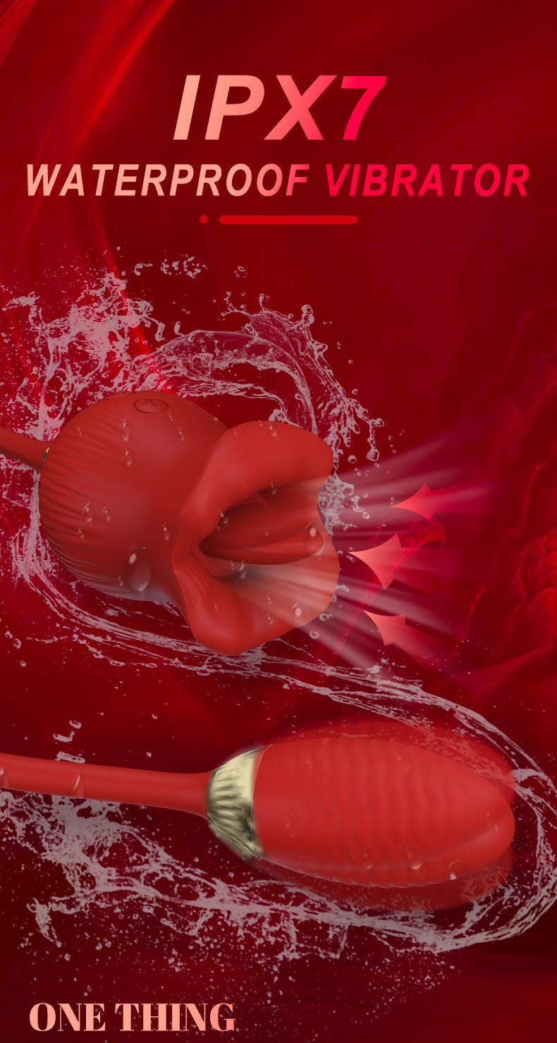Rose Lip Tongue Licking Vibrator, Purple Silicone & ABS Clitoral Massager for Adults — detail image 2