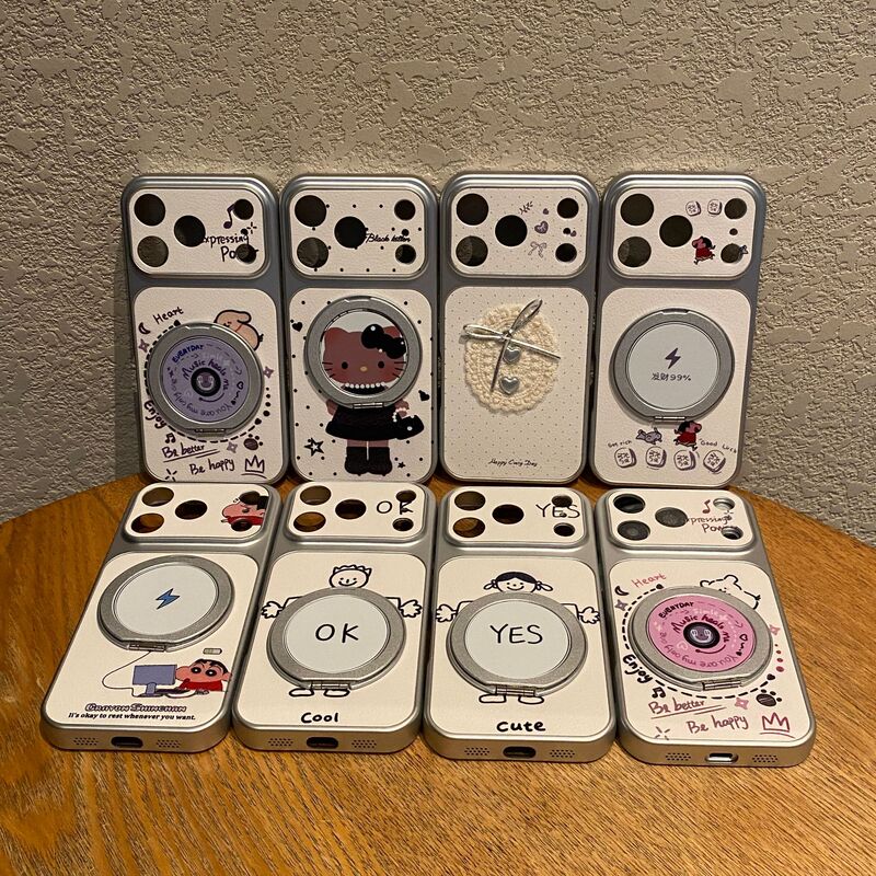 Record Puppy Phone Case for Apple 17 Pro Max 16 Pro with Rotating Stand 15 Plus Cute 14 Cartoon