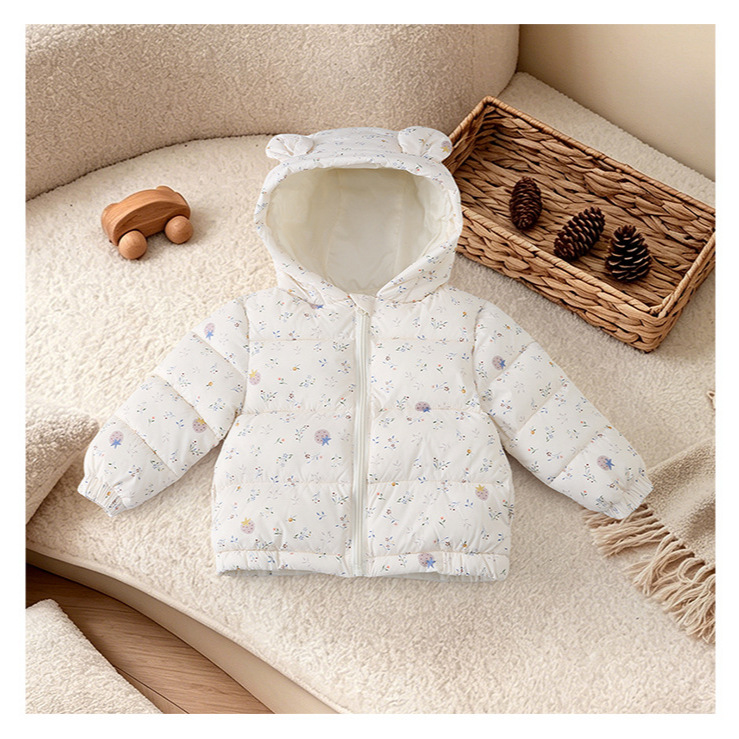 Chaqueta con Capucha Infantil con Dibujos de Fibra de Poliéster, Con Capucha, para Invierno