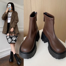 潮流马丁靴女2023新款韩版方跟厚底时尚小短靴街头洋气瘦瘦时装靴
