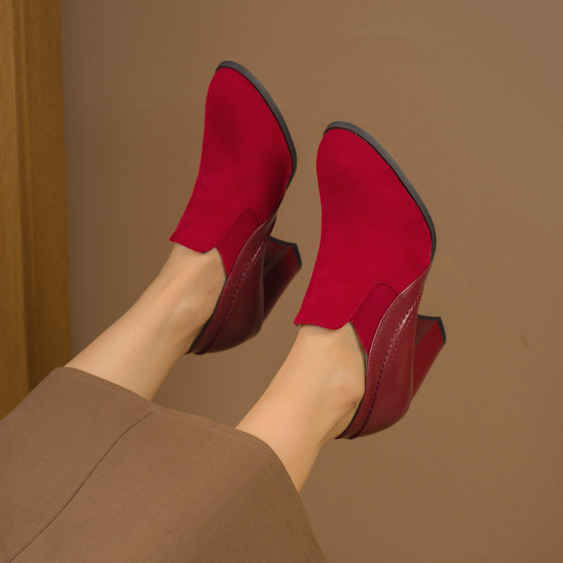 Damen Wildleder Pumps Mit Blockabsatz Für Herbst Und Beruf_voghion.com