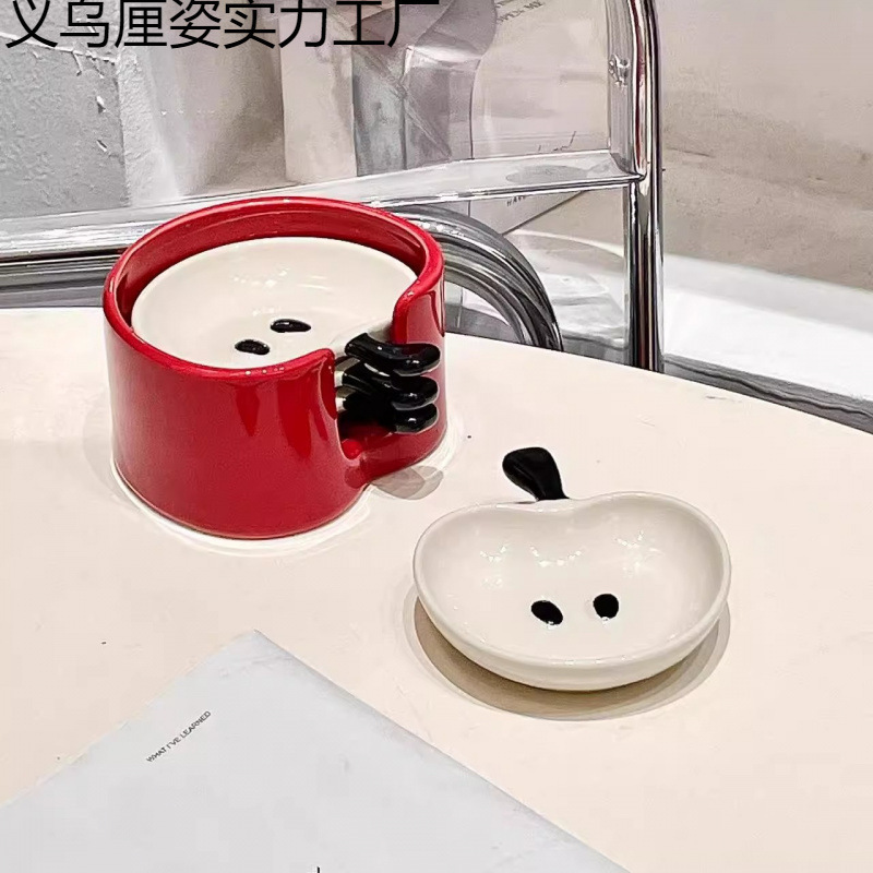 创意卡通陶瓷调味碟可爱苹果家用厨房精致高级感醋碟小吃盘|undefined