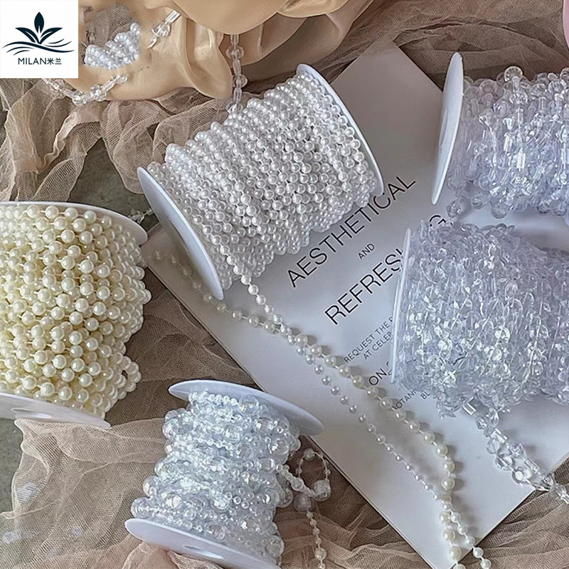 Floral perla cadena ramo accesorios modelado borla DIY decoraciones arco nudo bolsa flor material