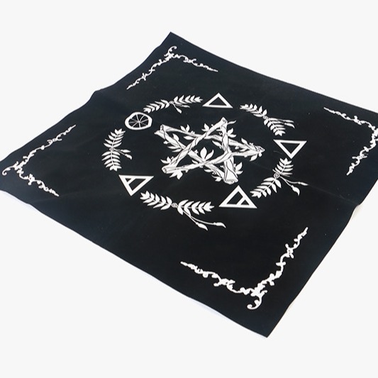 Samt-Pentagramm-Stab-Spezial-Tischdecke, Schiebekarte, Tarot-Orakel-Tuch, quadratisch, Luxus_voghion.com